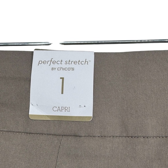 NWTs Chico’s Size 1 (8) Taupe Rayon/Nylon/Span Perfect Stretch Josie Capri Pants - Picture 7 of 14